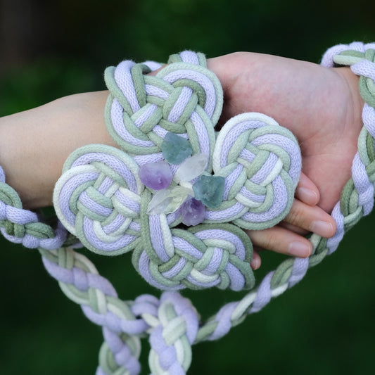 Custom Braided Handfasting Cord: Lavender, Sage Green & Gemstones