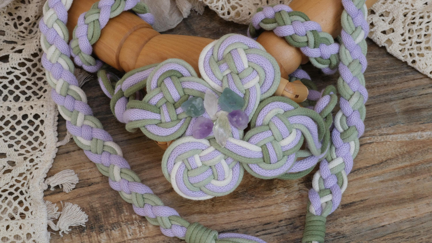 Custom Braided Handfasting Cord: Lavender, Sage Green & Gemstones