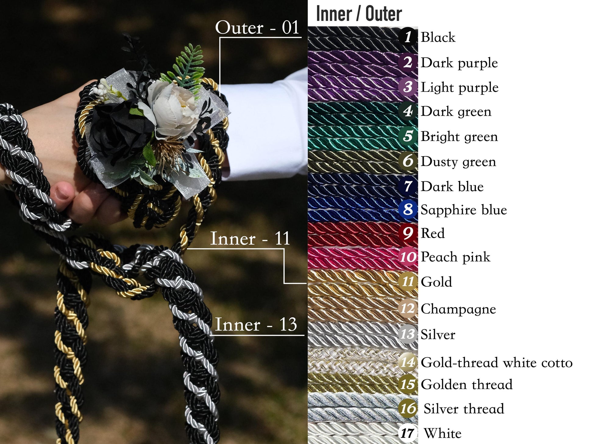 Custom Braided Handfasting Cord, Dual tone , Celtic Knot, customizable colors