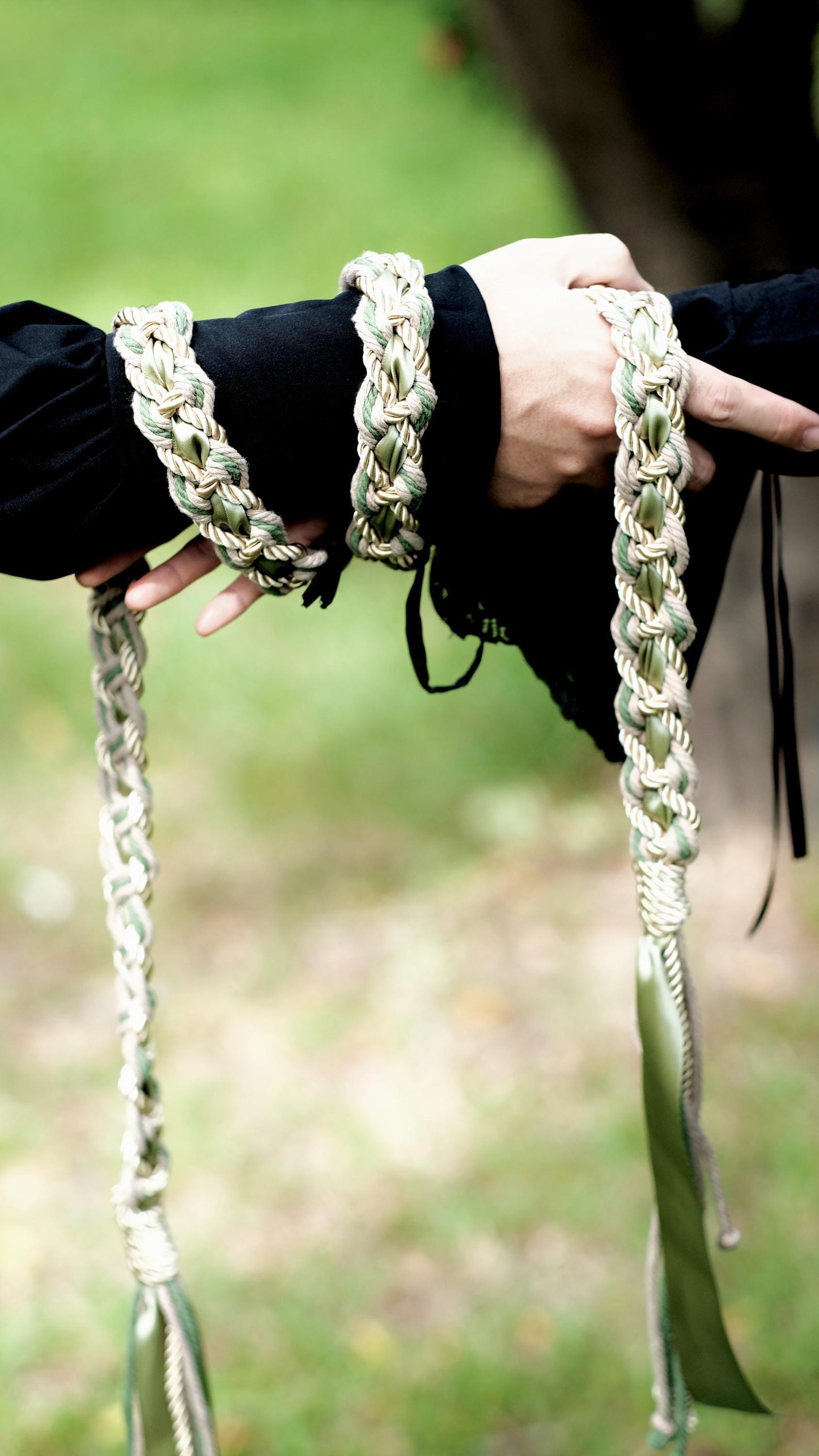 Celtic Handfasting Cord, Olive Green & Champagne Gold Braided Wedding Cord - Customizable Colors