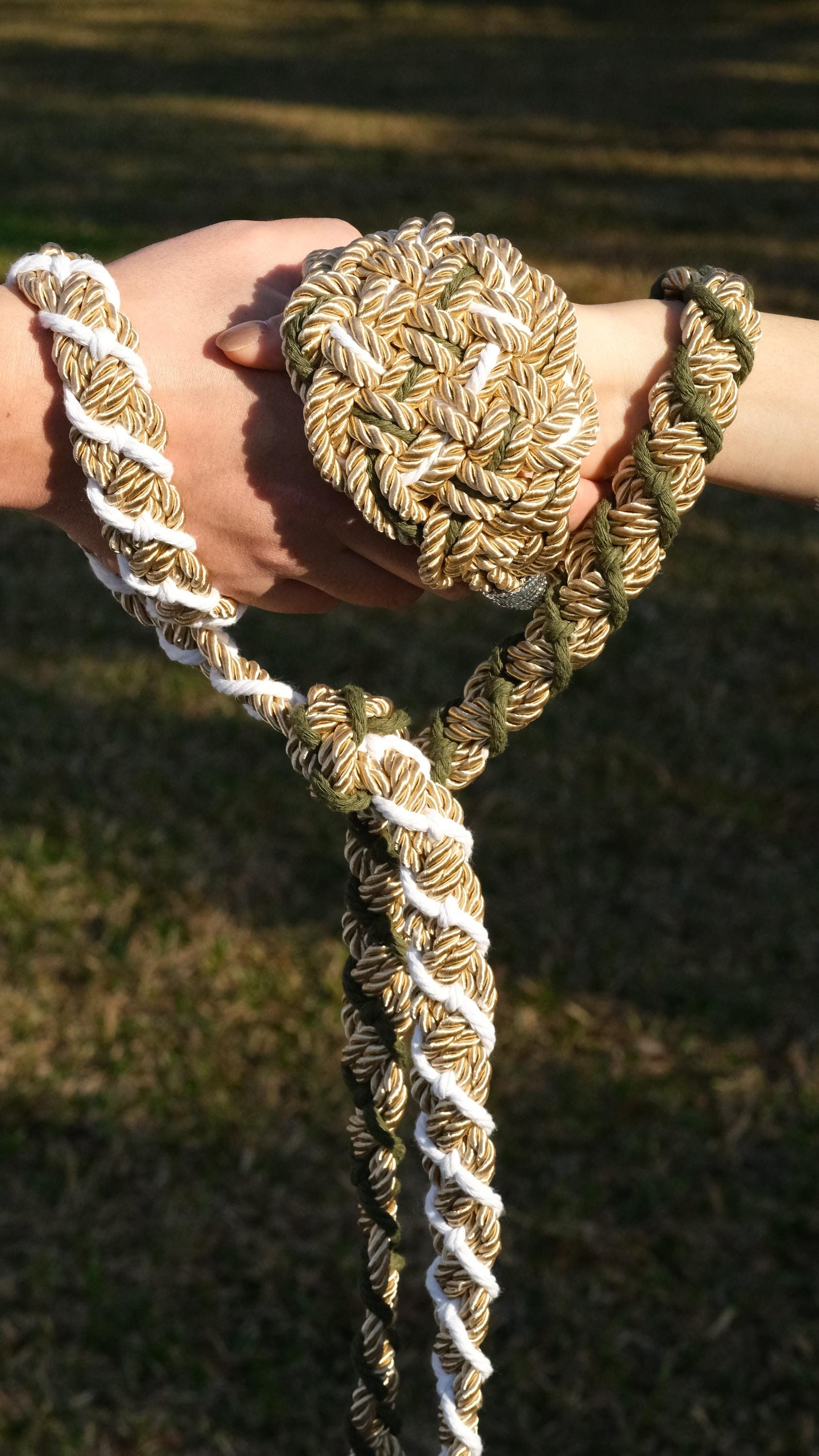 Custom Handfasting Cord, Champagne Gold, Sage Green, Ivory Woven Knot, Celtic Wedding Symbol