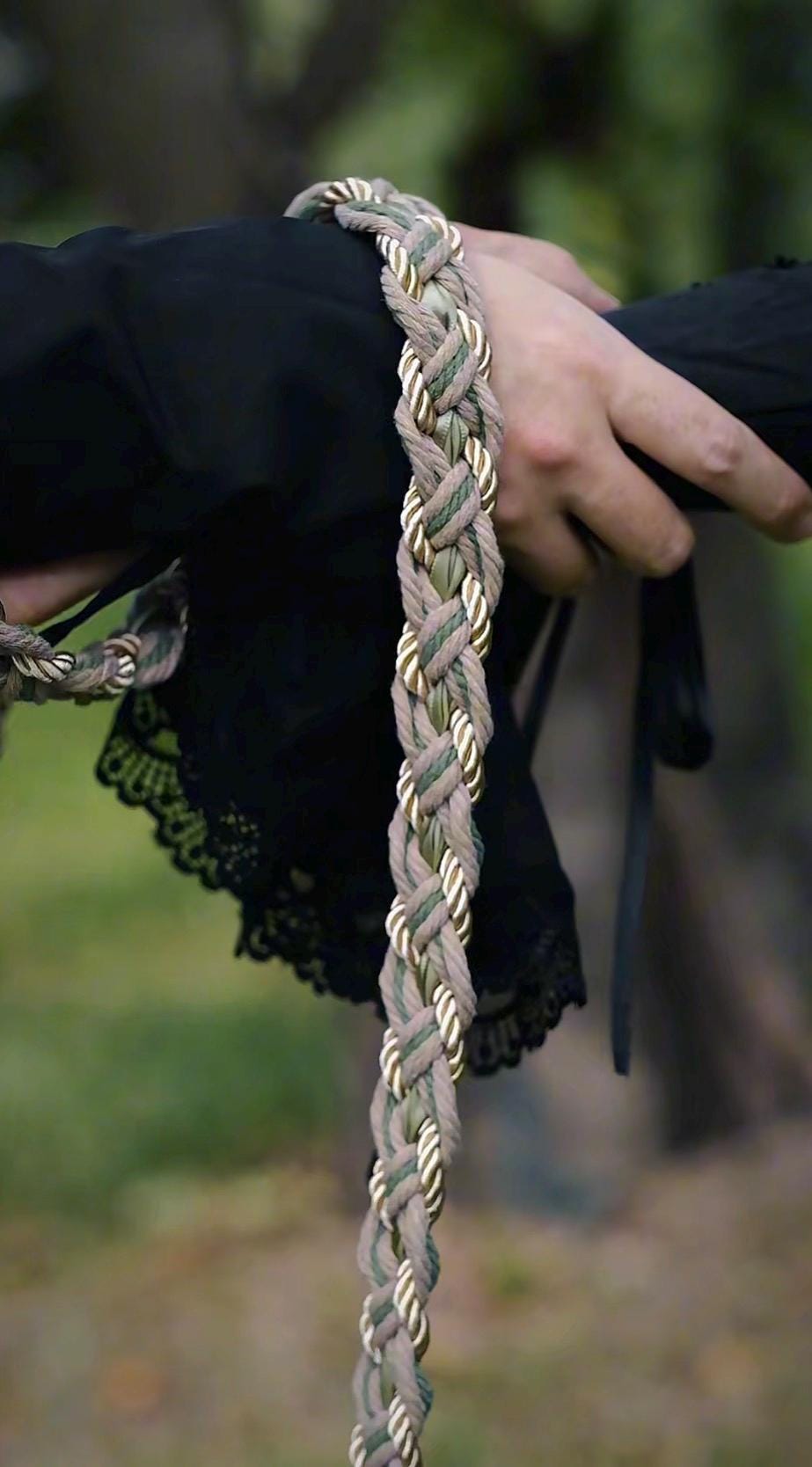 Celtic Handfasting Cord, Olive Green & Champagne Gold Braided Wedding Cord - Customizable Colors