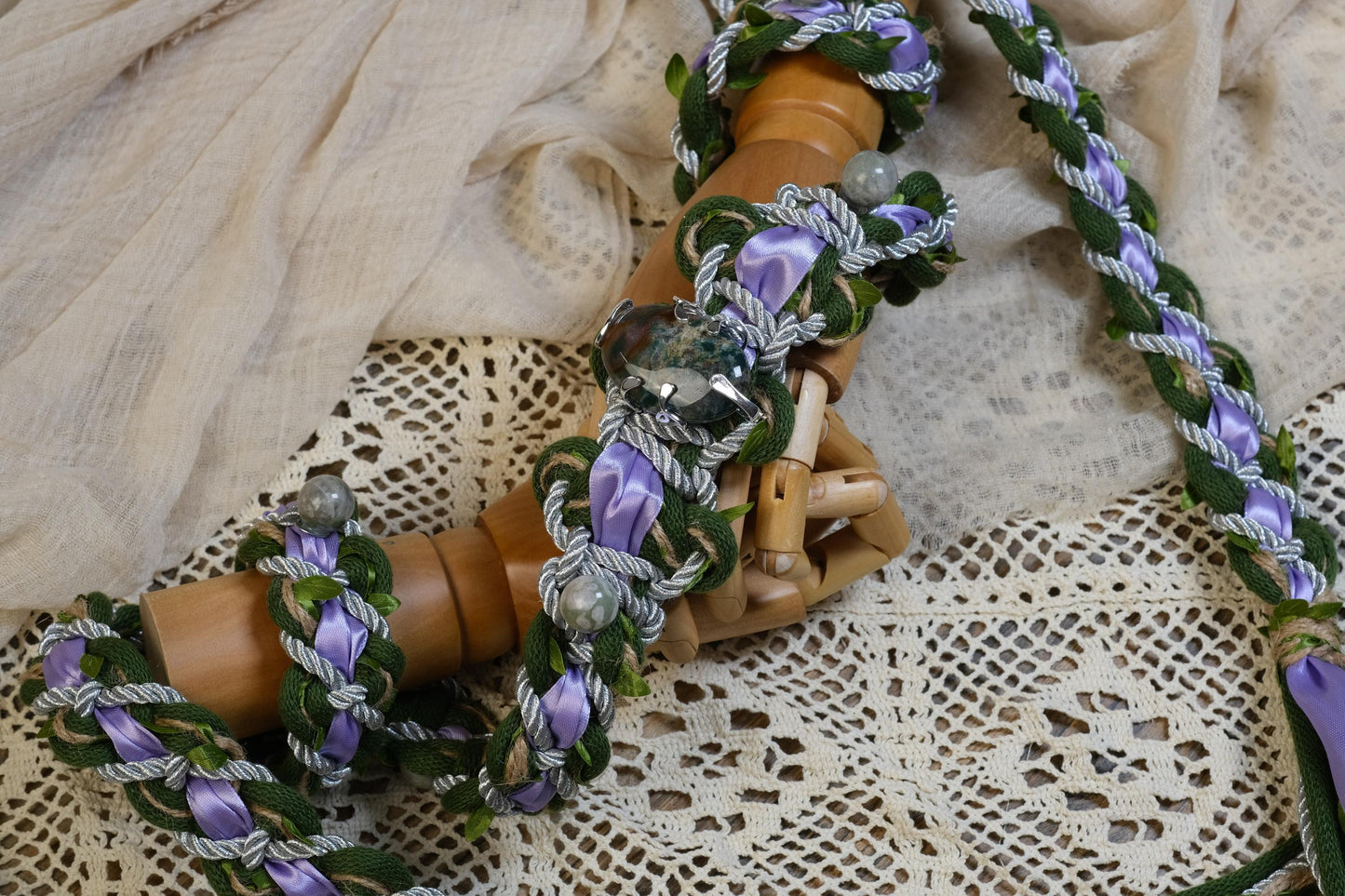 Custom Crystal Handfasting Cord, Natural Stones, Celtic Wedding Unity Ceremony Vine