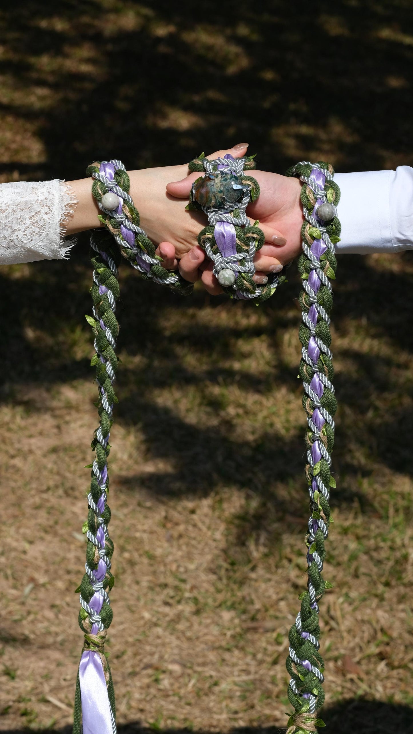 Custom Crystal Handfasting Cord, Natural Stones, Celtic Wedding Unity Ceremony Vine