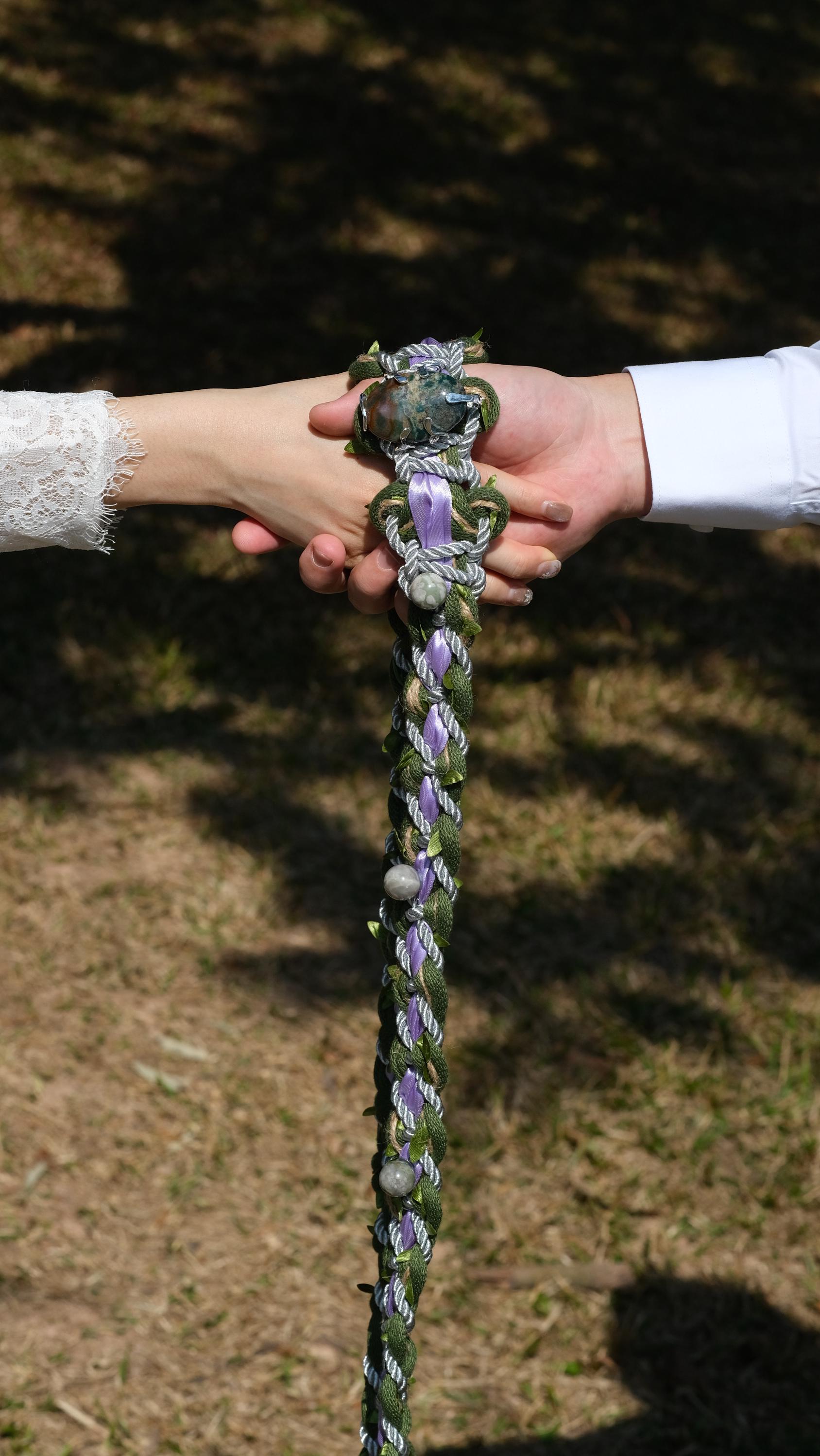Custom Crystal Handfasting Cord, Natural Stones, Celtic Wedding Unity Ceremony Vine