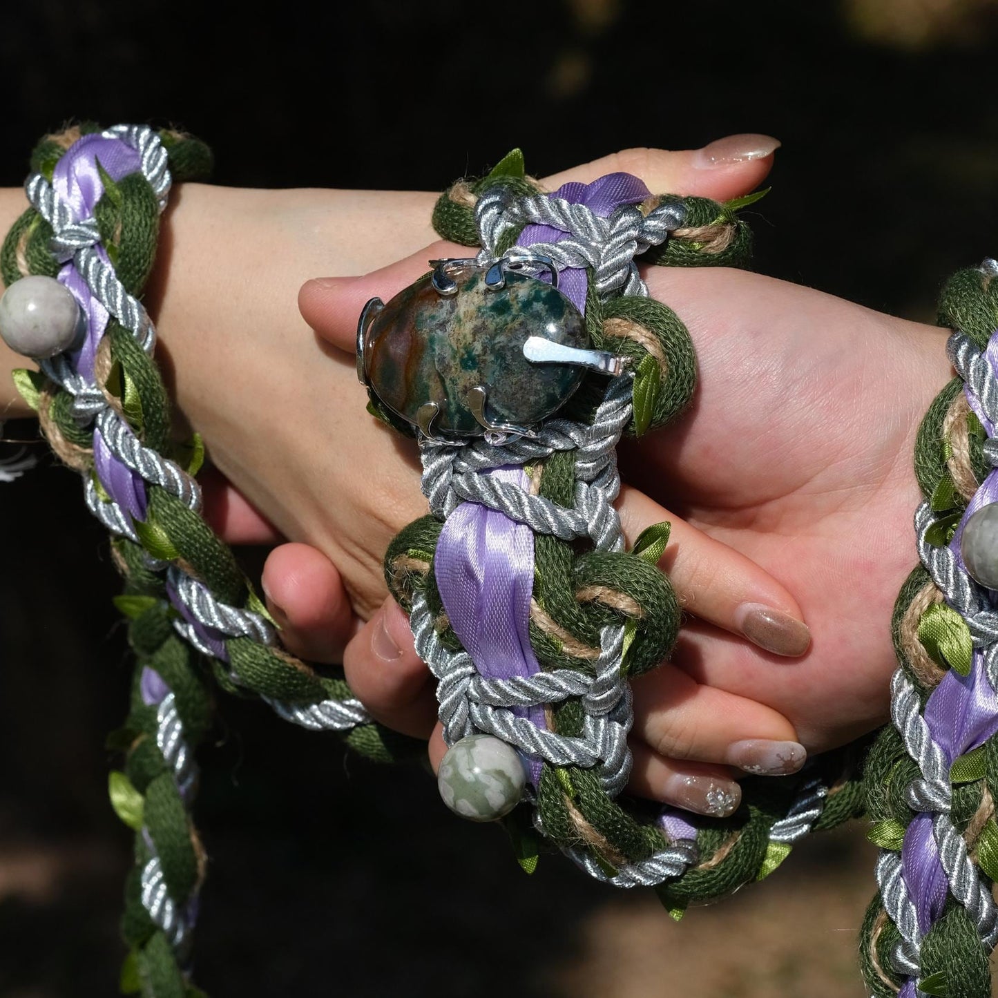Custom Crystal Handfasting Cord, Natural Stones, Celtic Wedding Unity Ceremony Vine