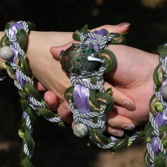 Custom Crystal Handfasting Cord, Natural Stones, Celtic Wedding Unity Ceremony Vine