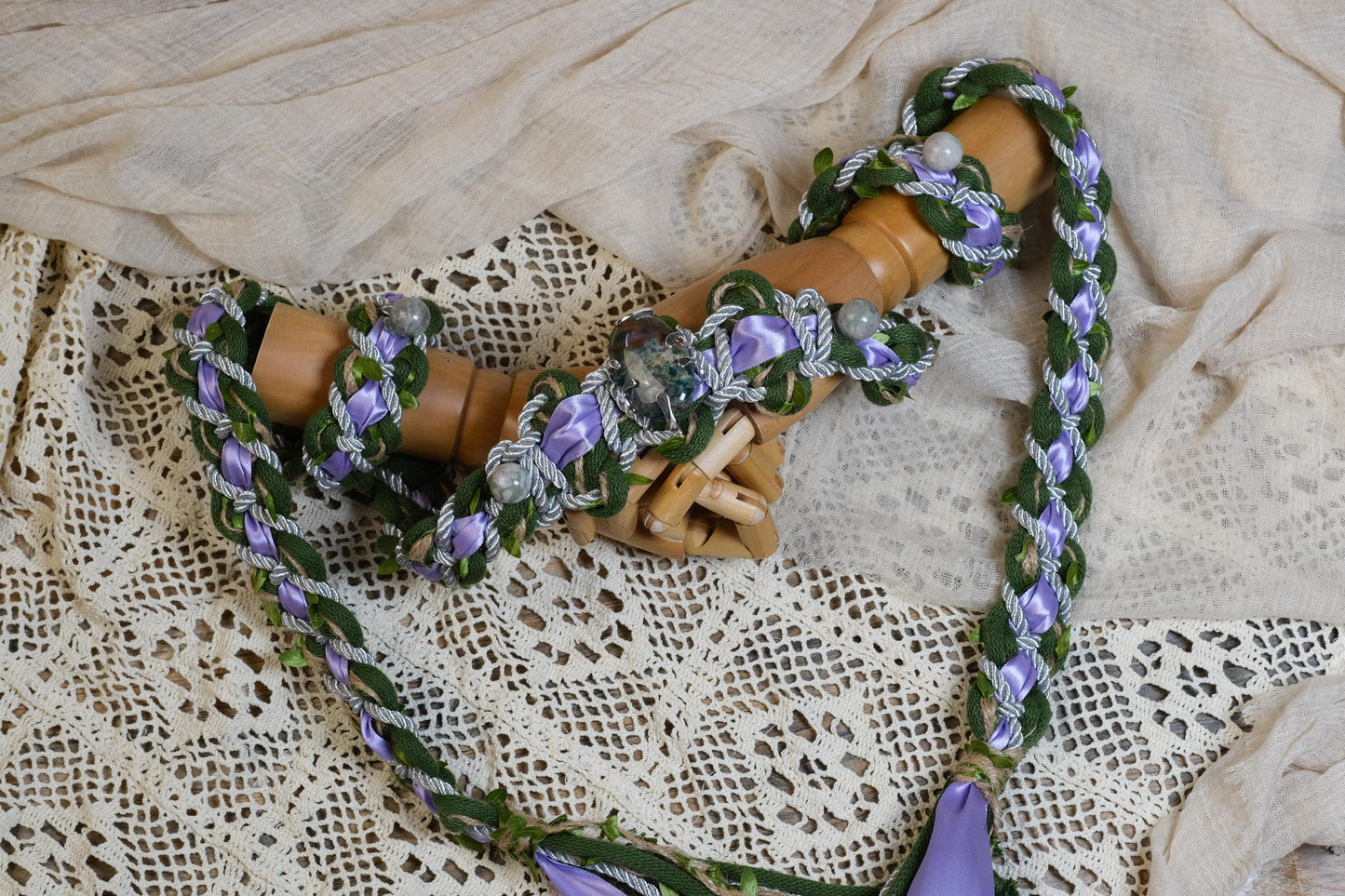 Custom Crystal Handfasting Cord, Natural Stones, Celtic Wedding Unity Ceremony Vine