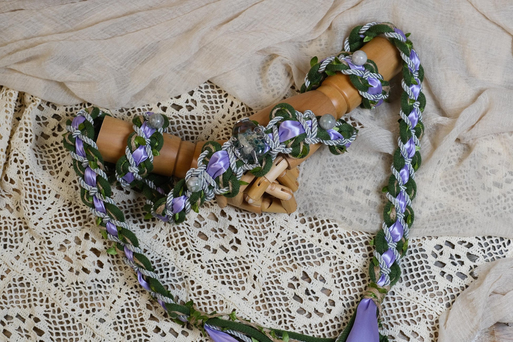 Custom Crystal Handfasting Cord, Natural Stones, Celtic Wedding Unity Ceremony Vine