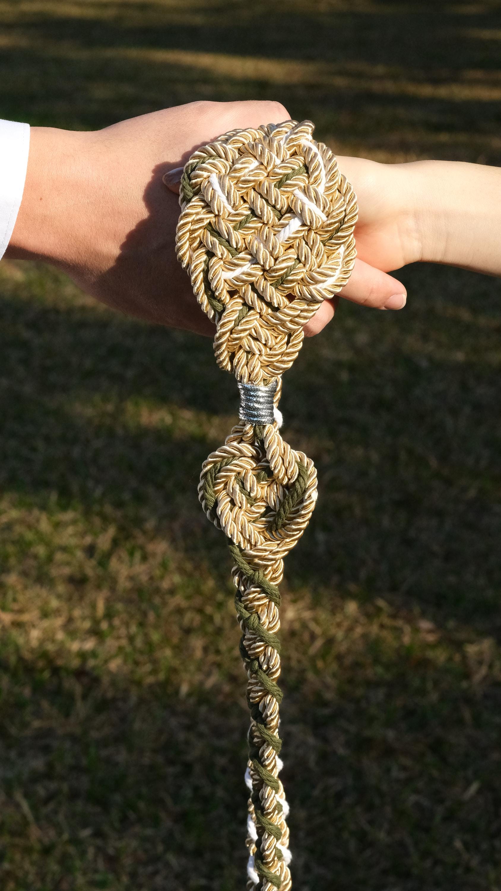 Custom Handfasting Cord, Champagne Gold, Sage Green, Ivory Woven Knot, Celtic Wedding Symbol
