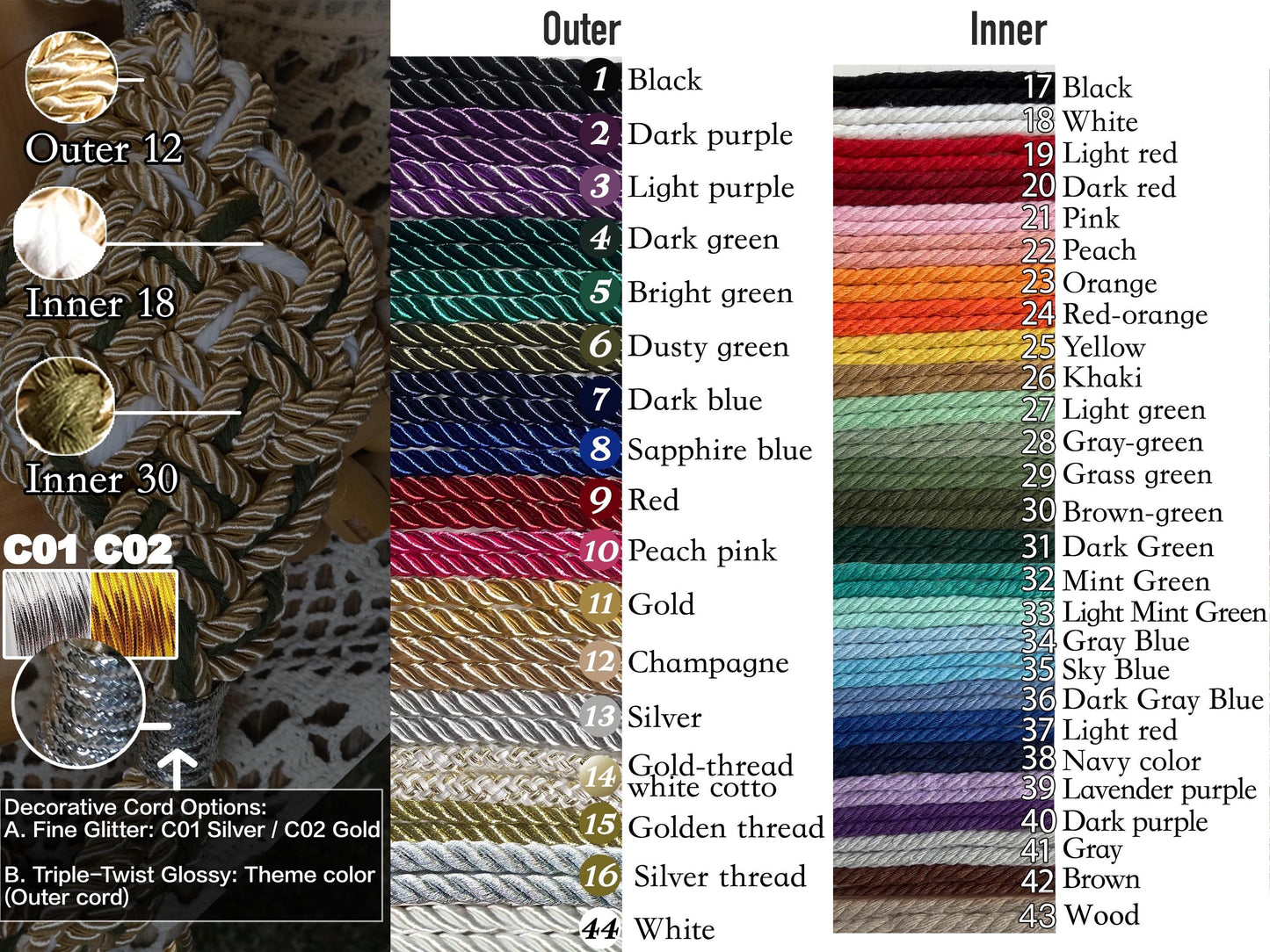 Custom Handfasting Cord, Champagne Gold, Sage Green, Ivory Woven Knot, Celtic Wedding Symbol