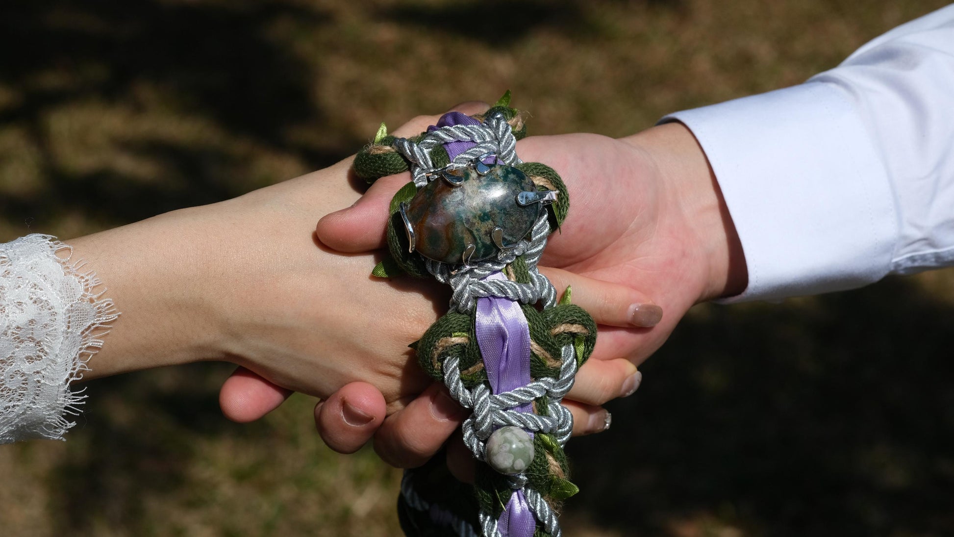 Custom Crystal Handfasting Cord, Natural Stones, Celtic Wedding Unity Ceremony Vine