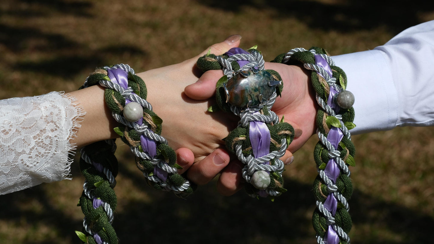 Custom Crystal Handfasting Cord, Natural Stones, Celtic Wedding Unity Ceremony Vine