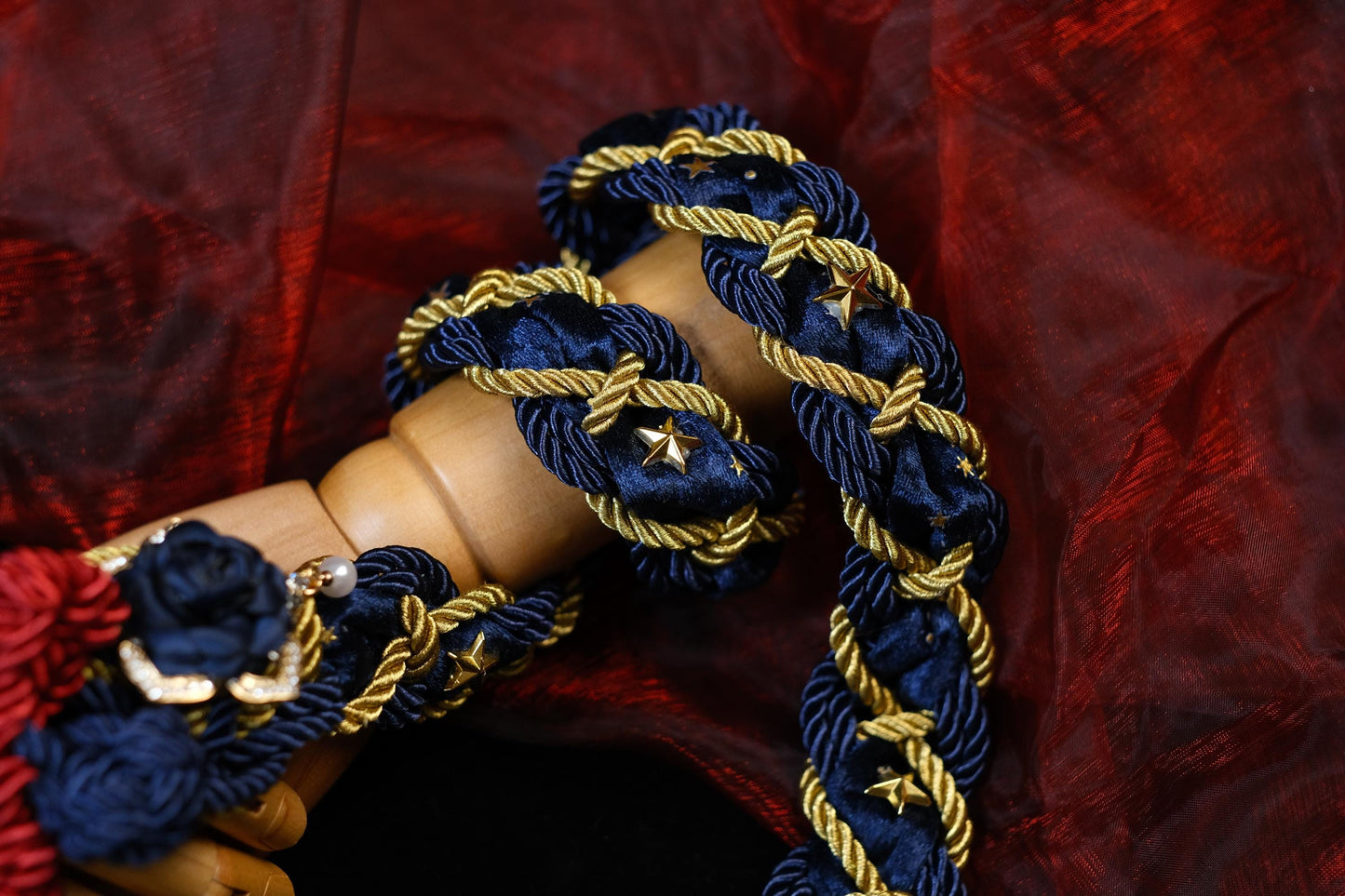 Custom Braided Handfasting Cord, Red & Blue Diamond Roses, Celtic Knot, customizable colors