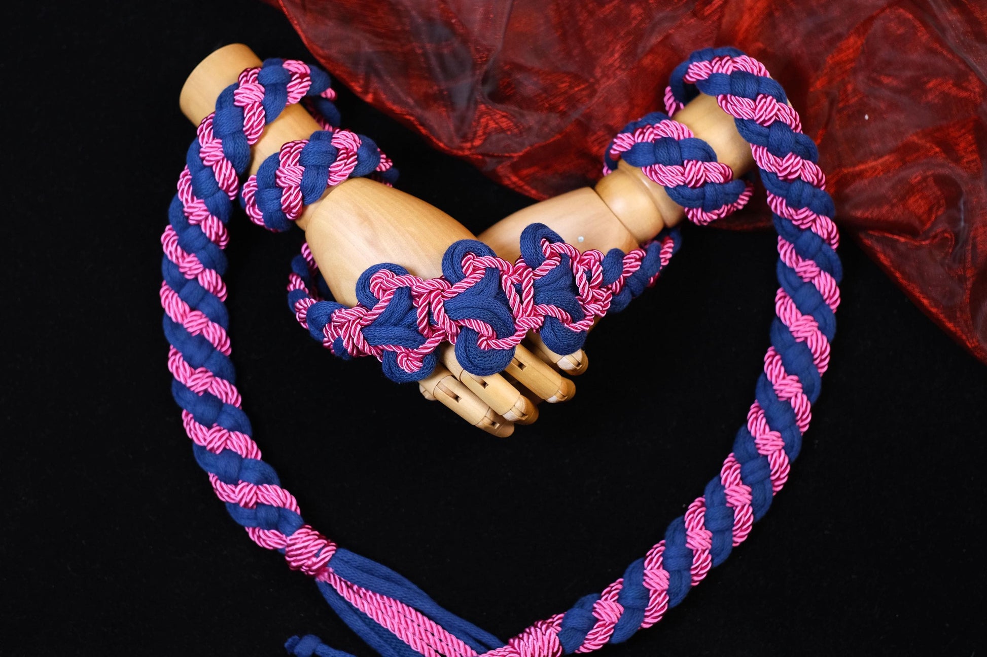 Pre-made Navy Blue Hot Pink Handfasting Cord | Braided Wedding Unity Rope | Celtic Ceremony Ribbon