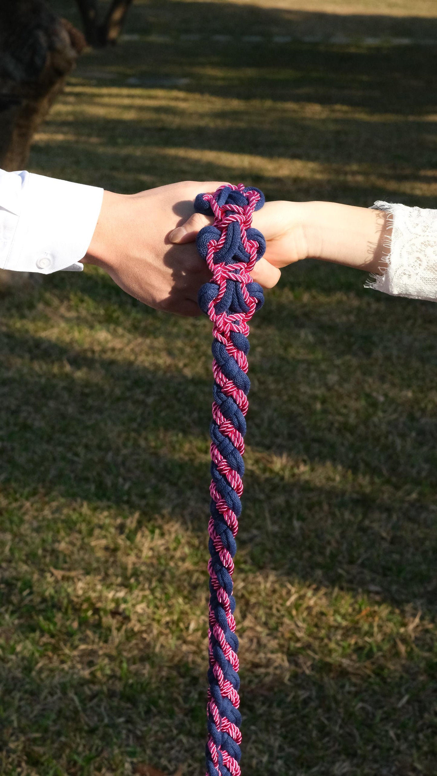 Pre-made Navy Blue Hot Pink Handfasting Cord | Braided Wedding Unity Rope | Celtic Ceremony Ribbon