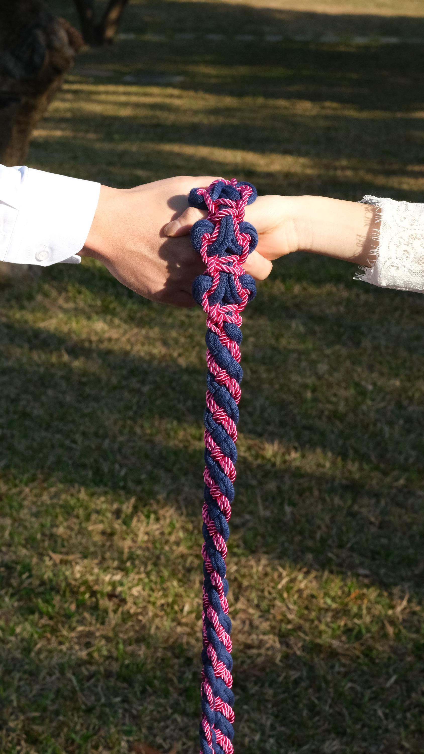 Pre-made Navy Blue Hot Pink Handfasting Cord | Braided Wedding Unity Rope | Celtic Ceremony Ribbon