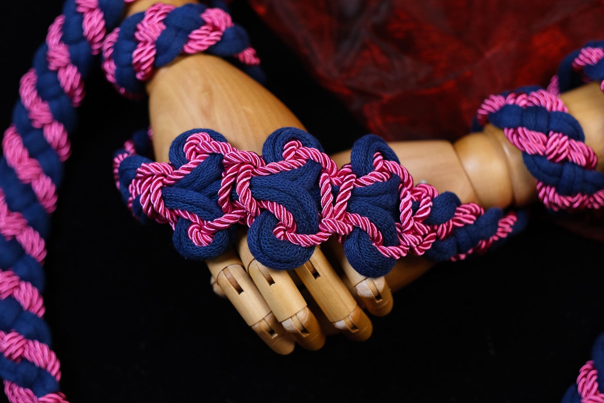 Pre-made Navy Blue Hot Pink Handfasting Cord | Braided Wedding Unity Rope | Celtic Ceremony Ribbon