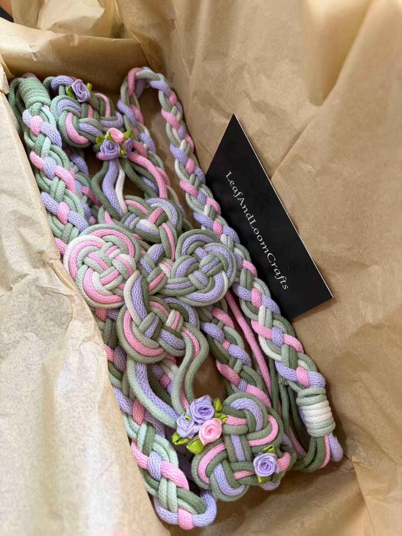 Customizable 3 Colors Petal Knot Handfasting Cord, Wedding Ceremony, Floral Accents, Personalized Braided