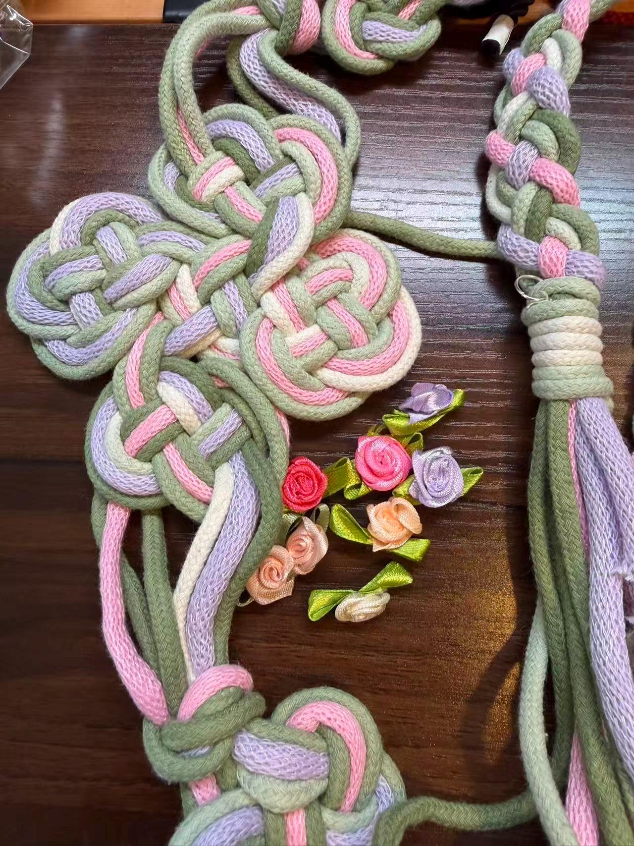 Customizable 3 Colors Petal Knot Handfasting Cord, Wedding Ceremony, Floral Accents, Personalized Braided