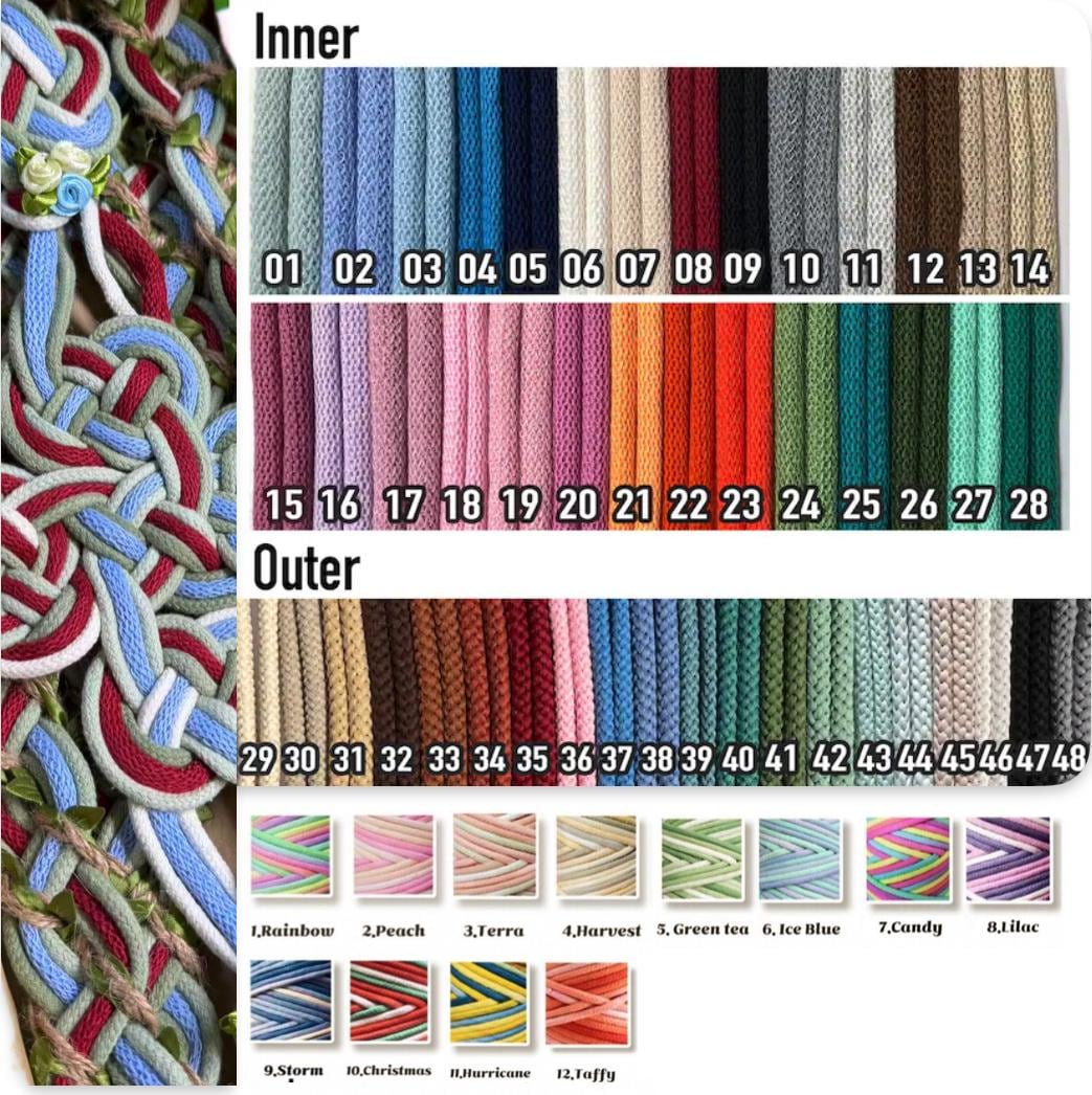 Customizable 3 Colors Petal Knot Handfasting Cord, Wedding Ceremony, Floral Accents, Personalized Braided