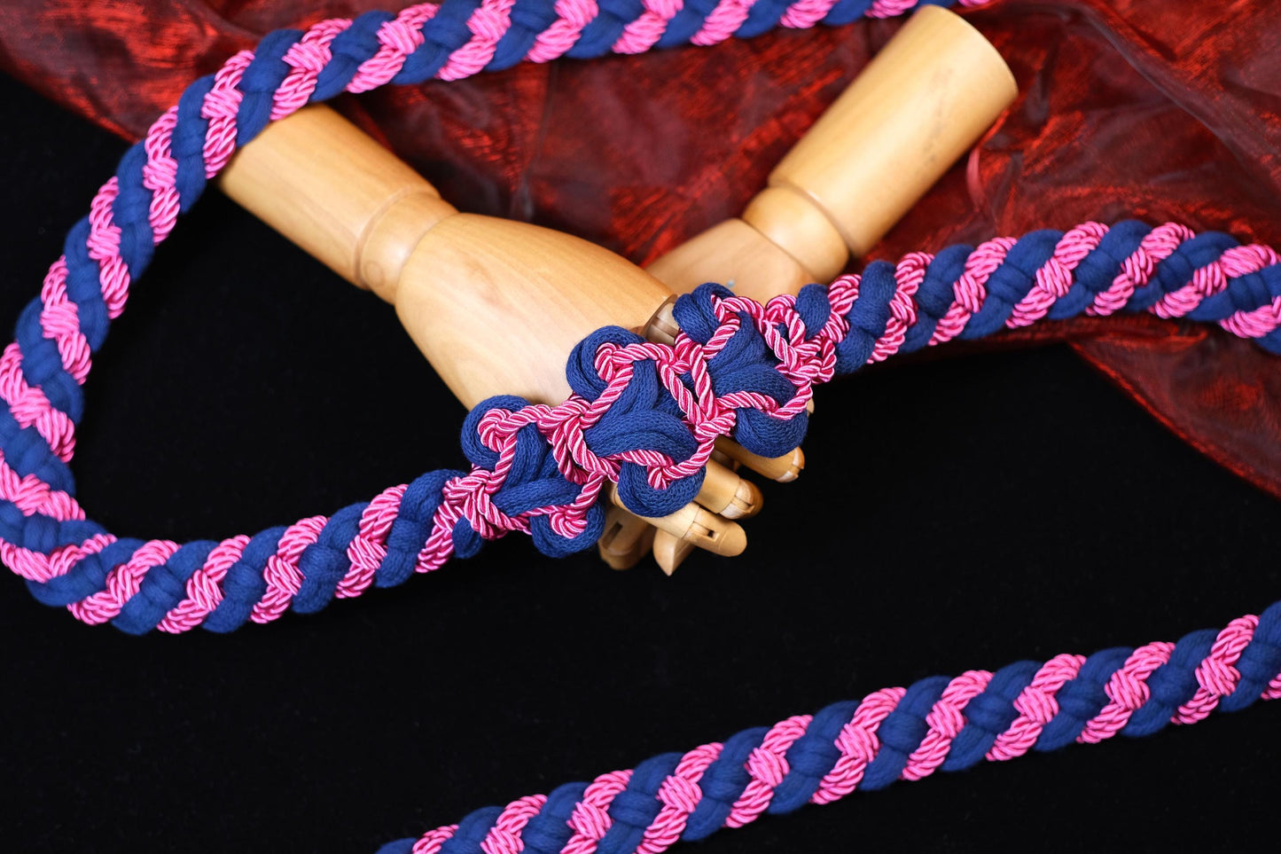 Pre-made Navy Blue Hot Pink Handfasting Cord | Braided Wedding Unity Rope | Celtic Ceremony Ribbon