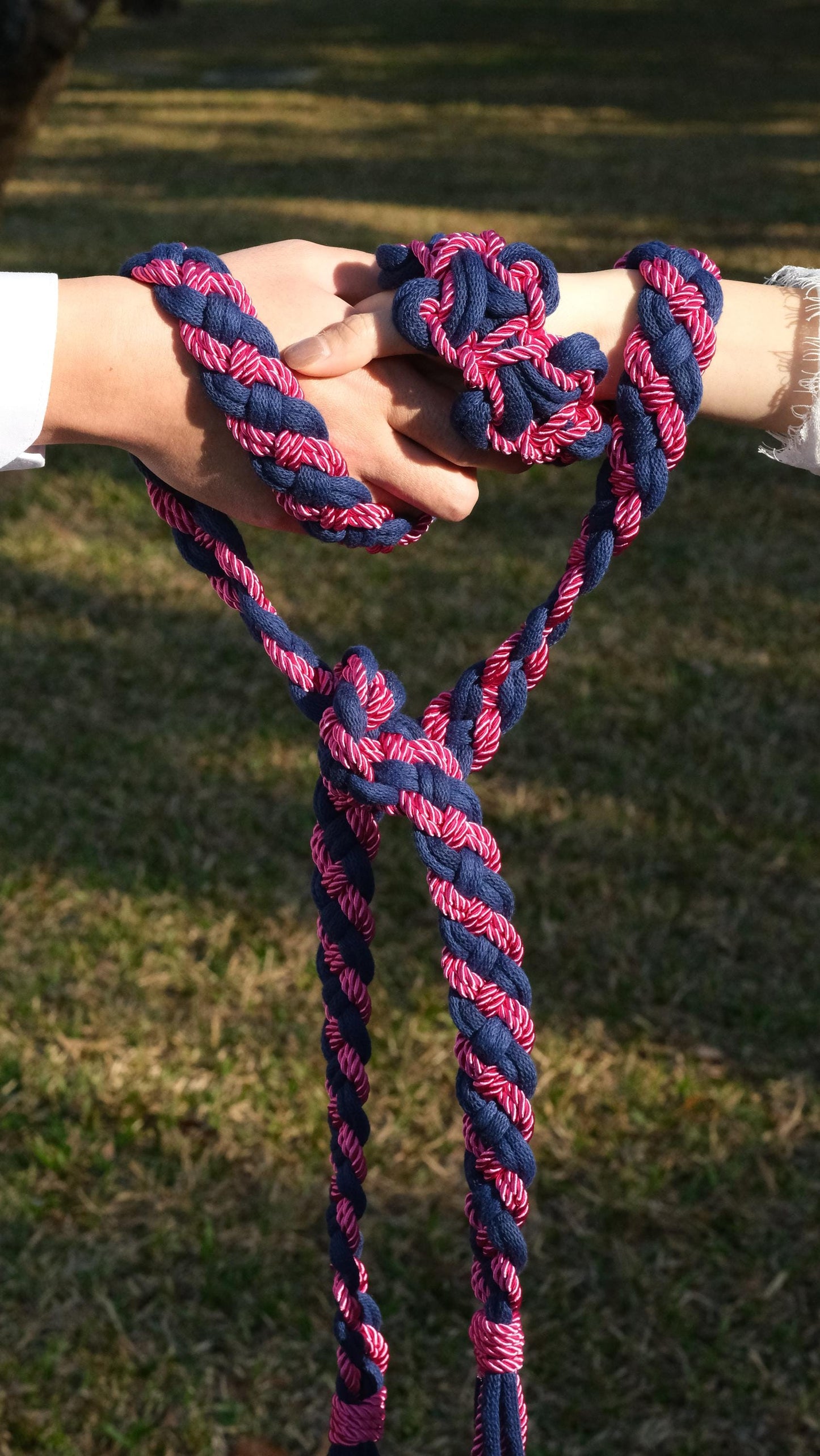 Pre-made Navy Blue Hot Pink Handfasting Cord | Braided Wedding Unity Rope | Celtic Ceremony Ribbon