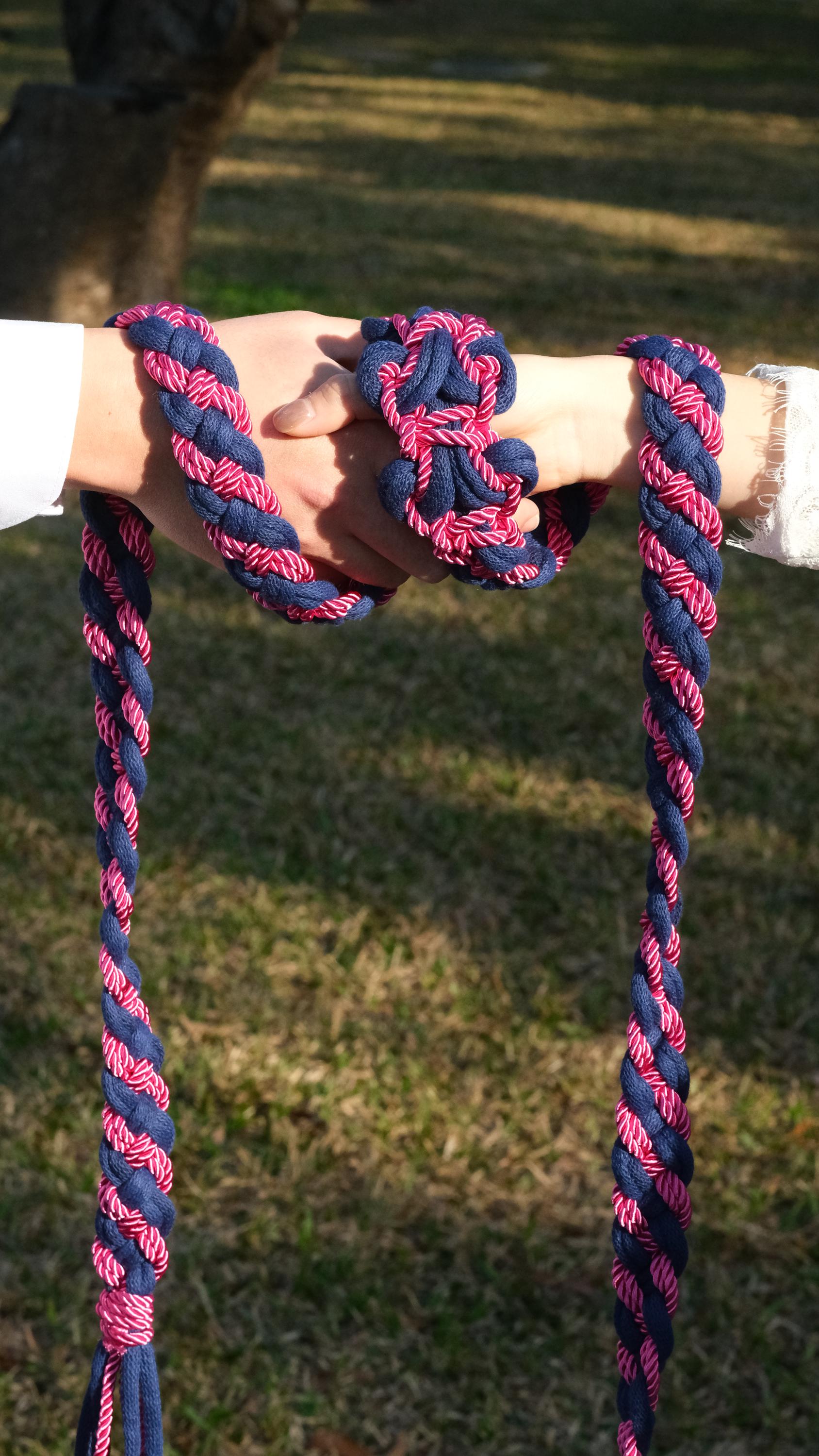 Pre-made Navy Blue Hot Pink Handfasting Cord | Braided Wedding Unity Rope | Celtic Ceremony Ribbon