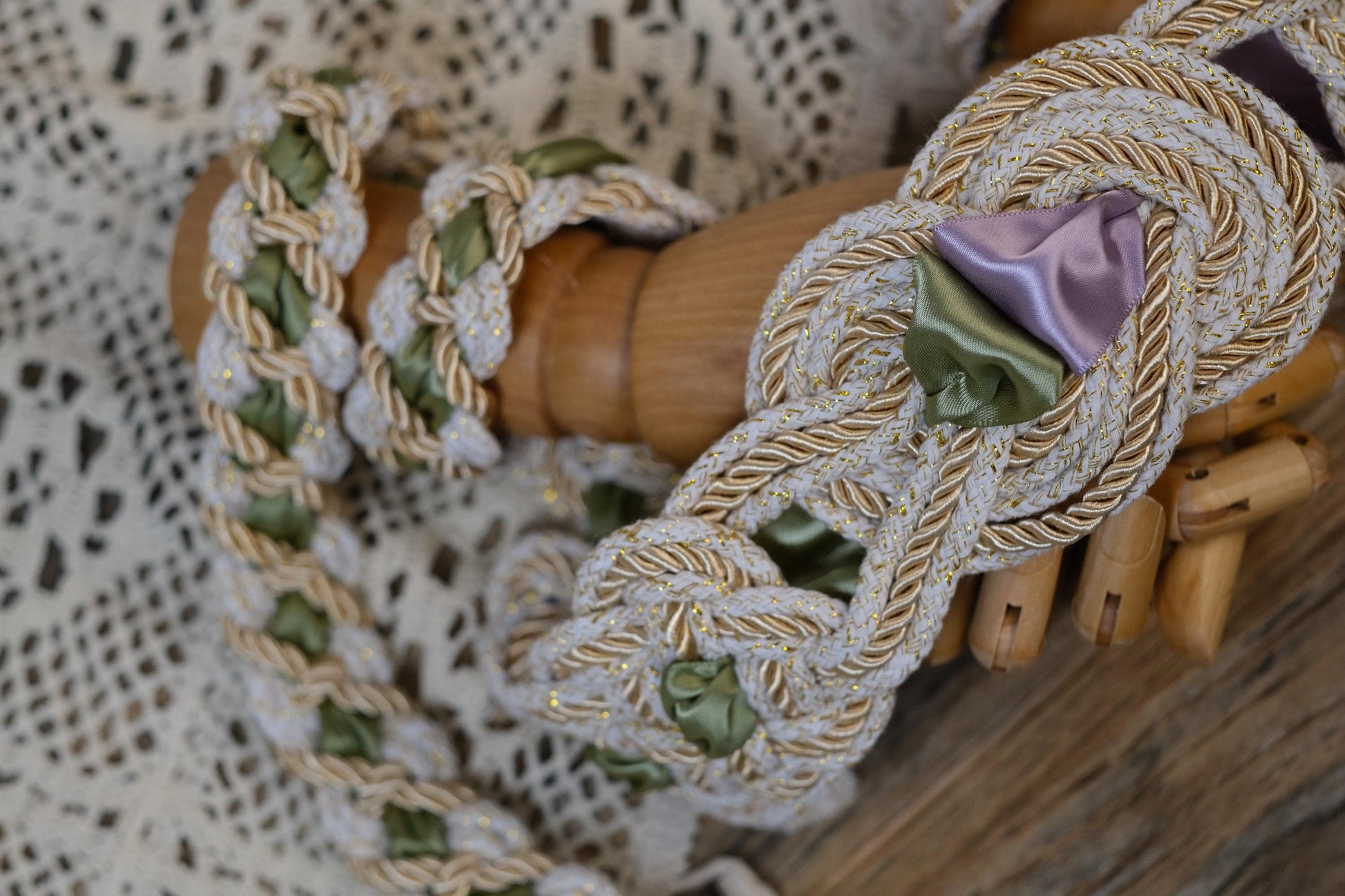 Custom Handfasting Cord, Celtic Nine Knots, Pagan Wedding Unity Ceremony, Satin Ribbons