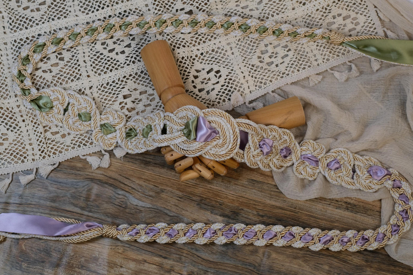 Custom Handfasting Cord, Celtic Nine Knots, Pagan Wedding Unity Ceremony, Satin Ribbons