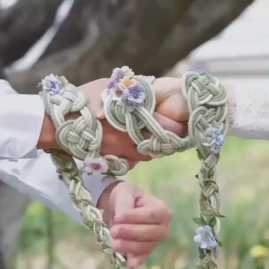Custom braided Handfasting Cord: Floral Gradient Braid with Celtic Nine Knots – Customizable Colors