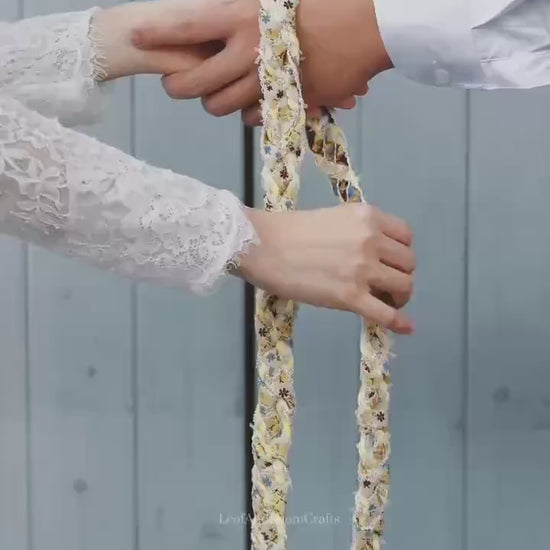 Handfasting Cord with Floral Embroidery – Cozy Heirloom Style Wedding Braid, Ceremony Cord