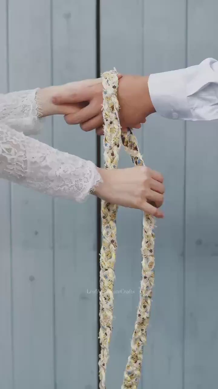 Handfasting Cord with Floral Embroidery – Cozy Heirloom Style Wedding Braid, Ceremony Cord
