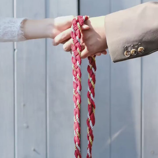 Pre-made Hand braided Handfasting Cord: Red and Gold Ceremony Ribbon