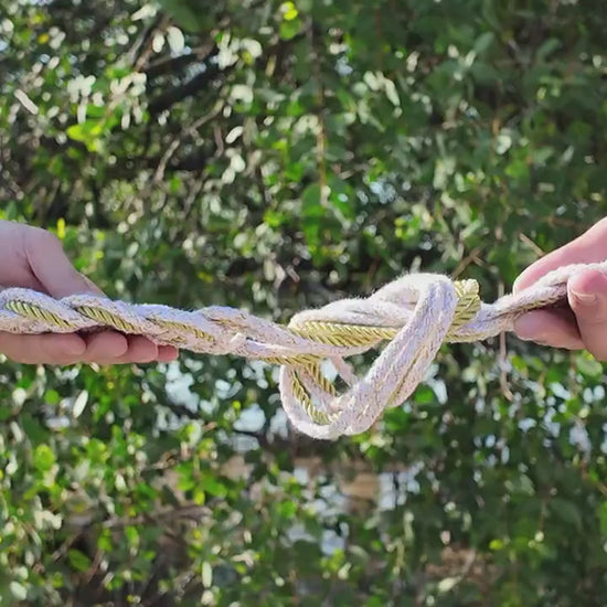 Custom braided Handfasting Cord: Open-Center Celtic Love Knot, Golden Horizon Ribbon – Customizable Colors