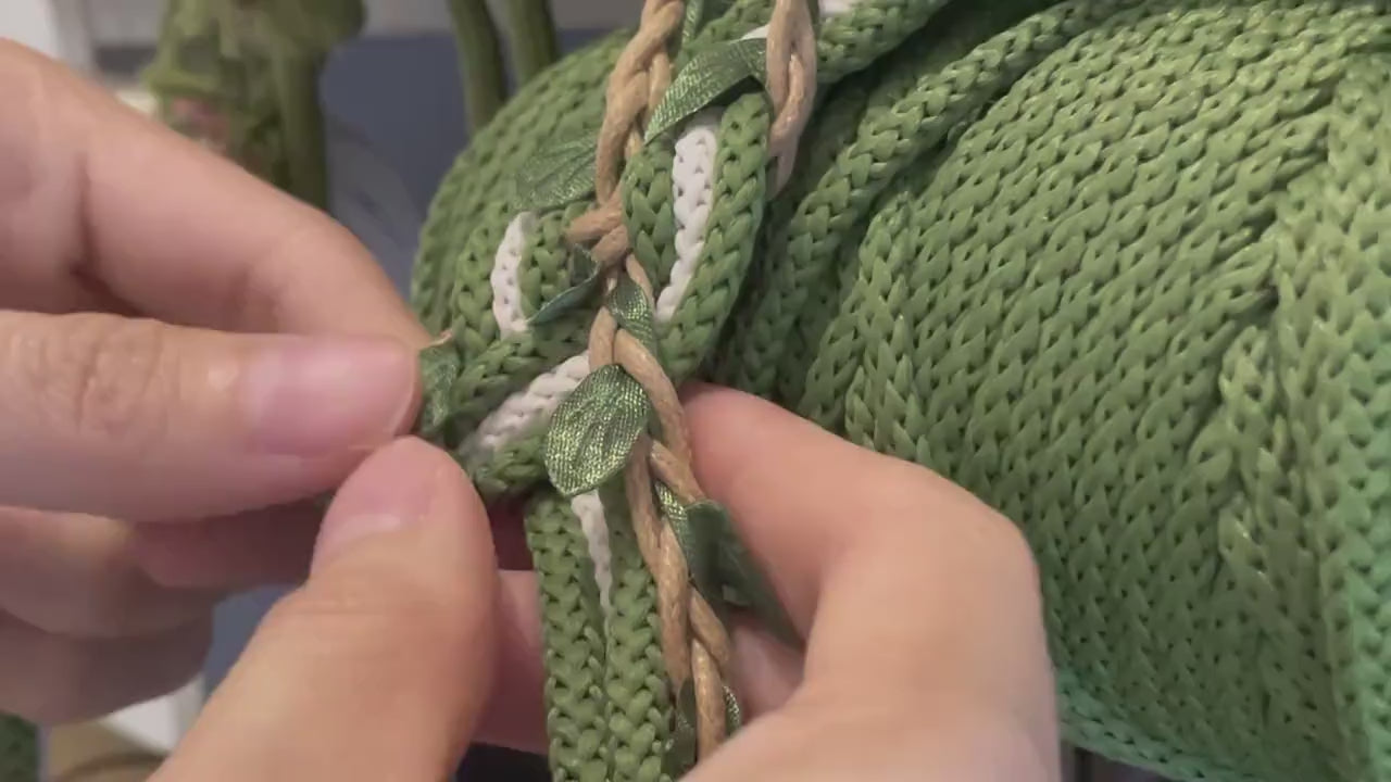 Custom Braided Handfasting Cord: Sage Green & Off White with Grass Vine – Customizable Colors