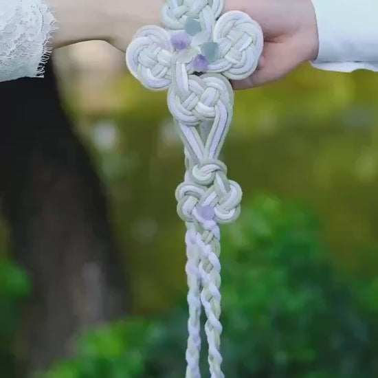 Custom Braided Handfasting Cord: Lavender, Sage Green & Gemstones
