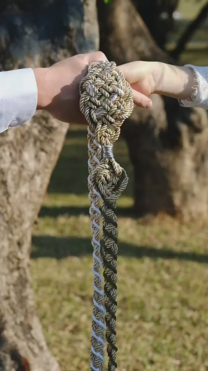 Custom Handfasting Cord, Champagne Gold, Sage Green, Ivory Woven Knot, Celtic Wedding Symbol