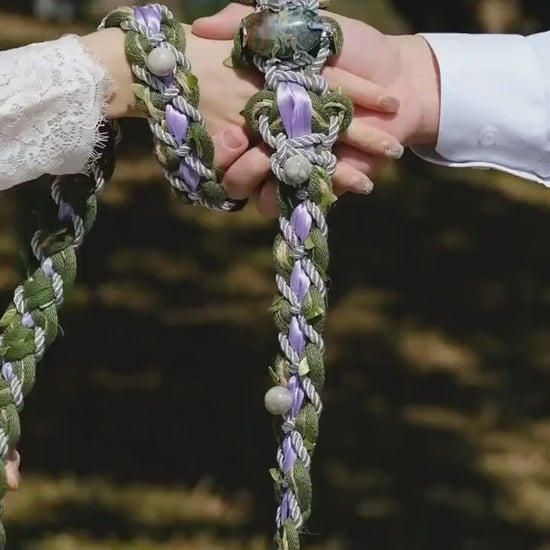 Custom Crystal Handfasting Cord, Natural Stones, Celtic Wedding Unity Ceremony Vine