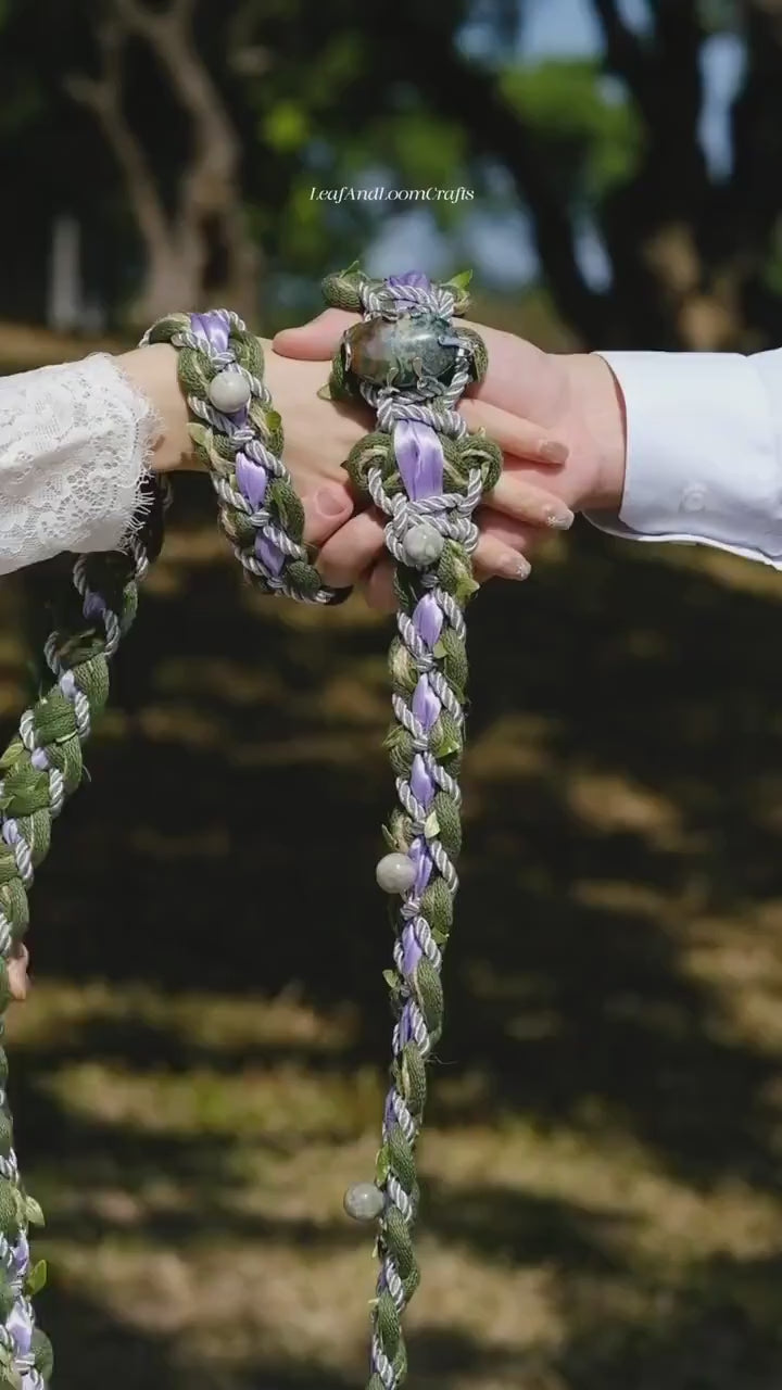 Custom Crystal Handfasting Cord, Natural Stones, Celtic Wedding Unity Ceremony Vine