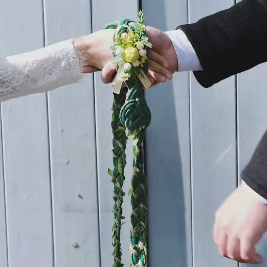 Customizable Handfasting Cord: Meadow Bloom Sage Green Vine, Celtic Knot