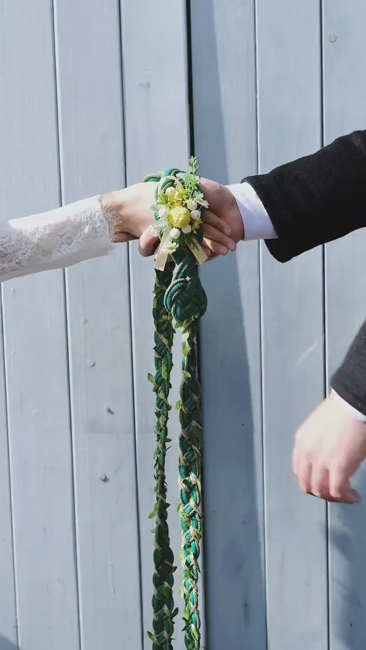 Customizable Handfasting Cord: Meadow Bloom Sage Green Vine, Celtic Knot