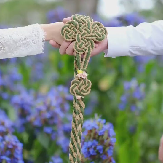 Shamrock Knot Handfasting Cord, Green & Cotton Rope, Celtic Irish Wedding Ceremony Rope, Customizable Colors