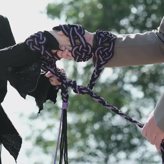Custom braided Handfasting Cord: Black & Lavender Celtic Nine Knots – Customizable Colors