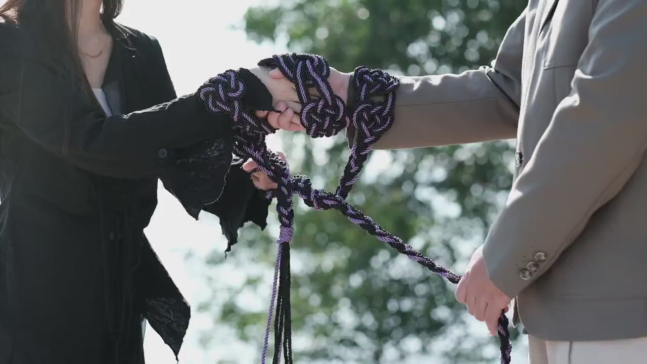 Custom braided Handfasting Cord: Black & Lavender Celtic Nine Knots – Customizable Colors