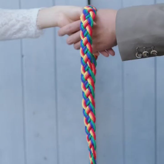 Custom Braided Handfasting Cord: Braided Rainbow Wedding Ceremony Rope – Customizable Colors