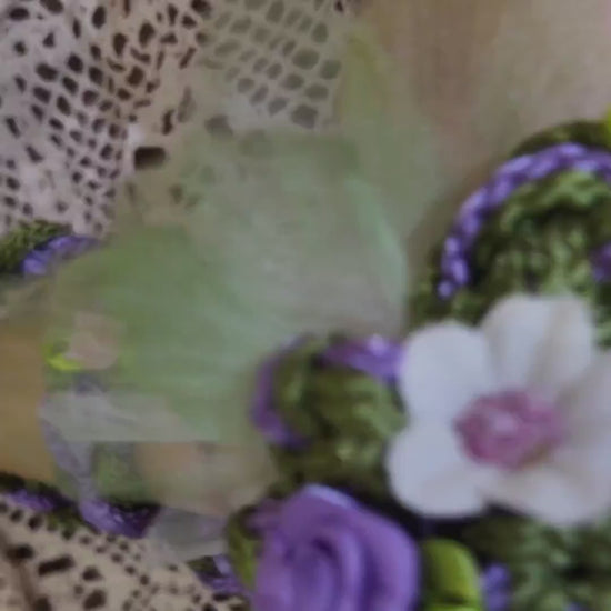 Custom Shimmer Handfasting Cord: Meadow Green, Lavender Bloom, Fairy Floral Accents