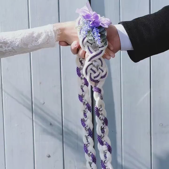 Custom braided Floral Bouquet Handfasting Cord: Lavender Celtic Nine Knots Ceremony – Customizable Colors