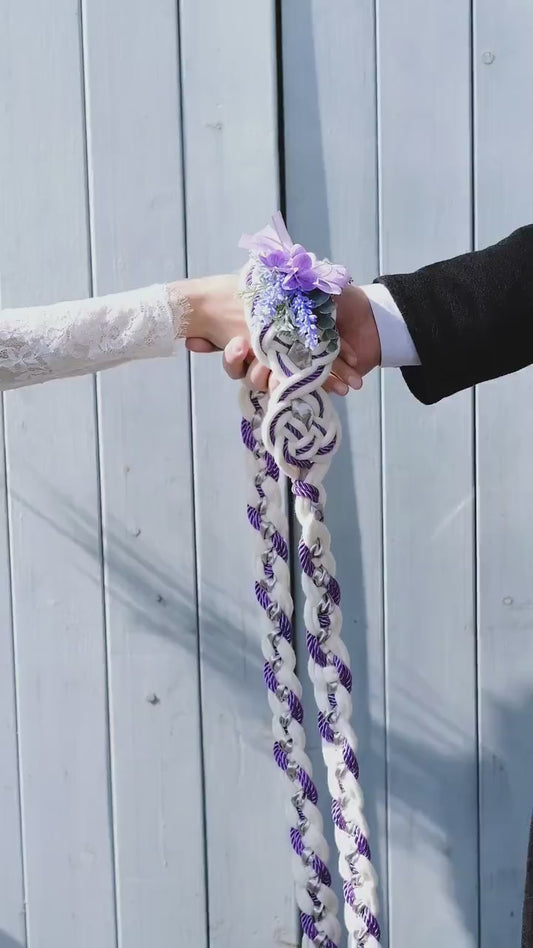 Custom braided Floral Bouquet Handfasting Cord: Lavender Celtic Nine Knots Ceremony – Customizable Colors