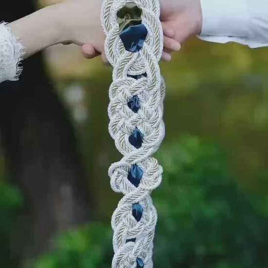Custom Handfasting Cord, Celtic Nine Knots, Pagan Wedding Unity Ceremony, Satin Ribbons